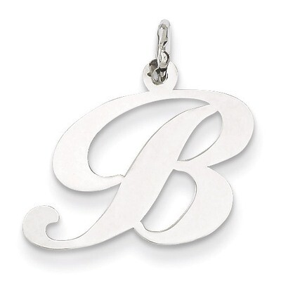 Medium Fancy Script Initial B Charm 14k White Gold YC653B, MPN: YC653B, 883957029979