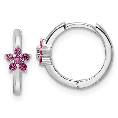 Dark Pink CZ Diamond Earrings Sterling Silver Rhodium-Plated Polished QE16514, MPN: QE16514, 196904…