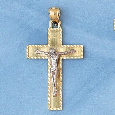 Dazzlers Jewelry Two Tone Jesus Christ on Cross Pendant Necklace Charm Bracelet in Yellow, White or…