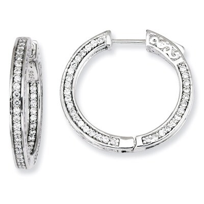 200 Stones In and Out Round Hoop Earrings Sterling Silver with Diamonds QE7565, MPN: QE7565, 886774…