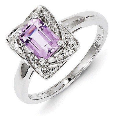 Pink Amethyst Ring Diamond Sterling Silver QR4538PQ, MPN: QR4538PQ, 883957482651