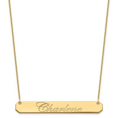 Polished Edwardian Script Bar Necklace 14k Gold Large XNA1225Y, MPN: XNA1225Y,