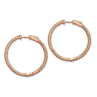 Diamond In and Out Round Hoop Earrings Sterling Silver Rose Gold-plated QE7562P, MPN: QE7562P, 8867…