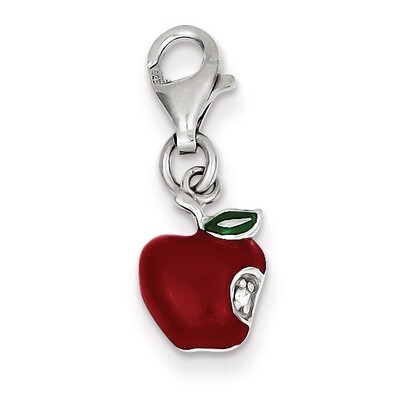 Red Enameled Apple Charm Sterling Silver QC6144, MPN: QC6144, 883957914695