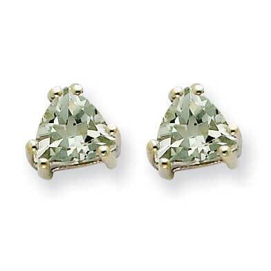 5mm Trillion Checker-Cut Green Quartz Earrings 14k White Gold XE93WCG, MPN: XE93WCG, 883957109619
