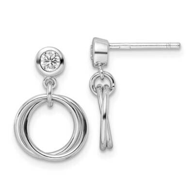 CZ Diamond Dangle Rings Post Earrings Sterling Silver Rhodium-Plated Polished QE16252, MPN: QE16252…