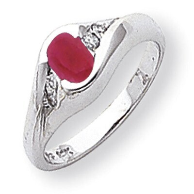 Created Ruby Diamond Ring 14k white Gold 6x4mm Oval Y2107CR/A, MPN: Y2107CR/A, 883957707181
