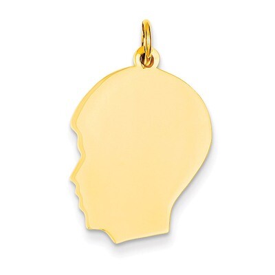 Plain Medium .018 Gauge Facing Left Engravable Boy Head Charm 14k Gold XM114/18, MPN: XM114/18, 883…