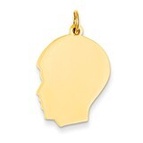 Plain Medium .018 Gauge Facing Left Engravable Boy Head Charm 14k Gold XM114/18, MPN: XM114/18, 883…