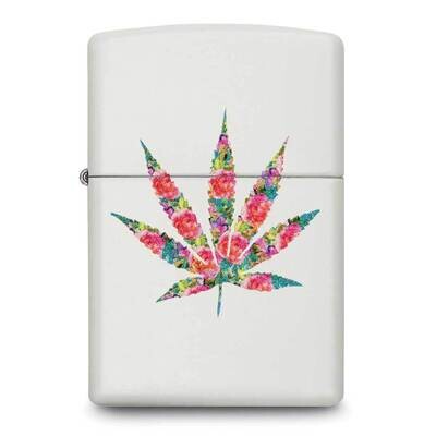 Zippo White Matte Floral Leaf Design Lighter GM25764, MPN: GM25764, 191693062380