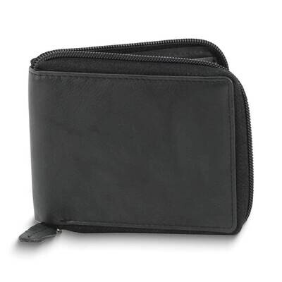 Black Leather RFID Zip Around Top Flap Wallet GM25089BLK, MPN: GM25089BLK,
