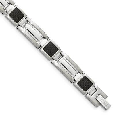 Black Carbon Fiber Inlay 8.75 Inch Bracelet Stainless Steel Polished SRB140-8.75 by Chisel, MPN: SR…