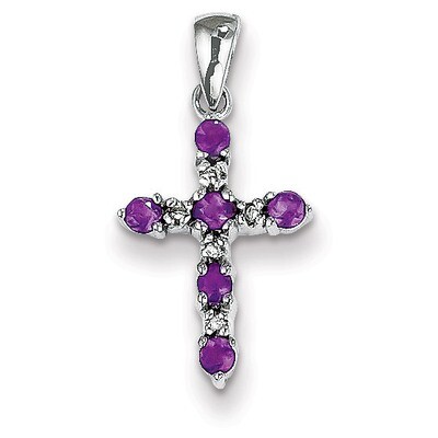 Amethyst &amp; Diamond Cross Pendant 14k White Gold XP3385AM/A, MPN: XP3385AM/A, 886774130811