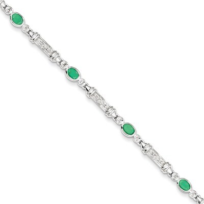 Emerald and Diamond Bracelet Sterling Silver QX855E, MPN: QX855E, 883957368887