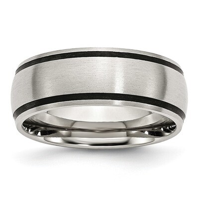 Black Rubber 8mm Brushed Band Stainless Steel SR27 Engravable, MPN: SR27, 883957736235