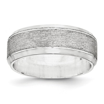 8mm Brushed Fancy Band Sterling Silver QWB120B Engravable, MPN: QWB120B, 886774331904