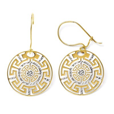 Leslie&#39;s Greek Key Dangle Earrings - 14k Gold Two-tone HB-154A, MPN: 154A, 886774638928