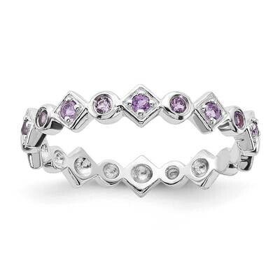 Sterling Silver Polished Amethyst Ring RLS6652/AM-SSB-7