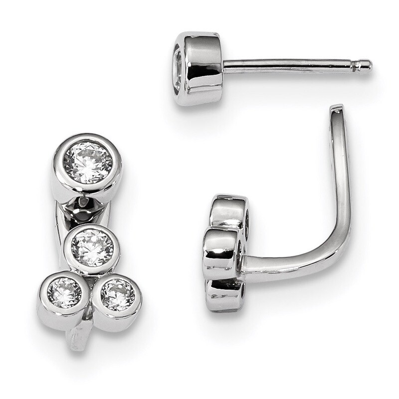 CZ Diamond Post Detachable CZ Diamond Dangle Earrings Sterling Silver Rhodium-plated QE13637, MPN: …