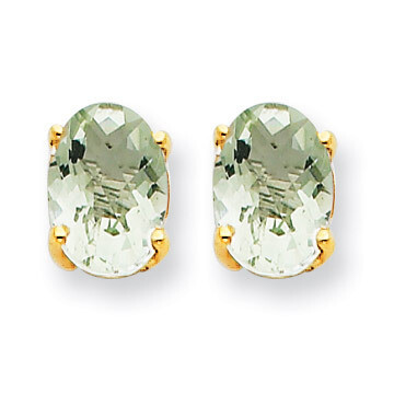 7x5 Oval Green Quartz Earrings 14k Gold XE87CG, MPN: XE87CG, 883957107448