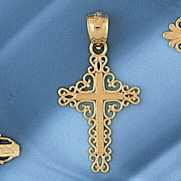 Dazzlers Jewelry Cross Pendant Necklace Charm Bracelet in Yellow, White or Rose Gold 7910, MPN: DZ-…