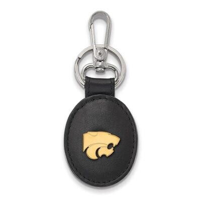 Kansas State University Black Leather Oval Key Chain Gold-plated Silver GP013KSU-K1, MPN: GP013KSU-…