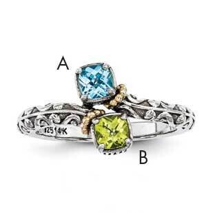 Two-Stone Mother&#39;s Ring Mounting Sterling Silver &amp; 14k Gold QMR10/2-5, MPN: QMR10_2--6, 886774241517