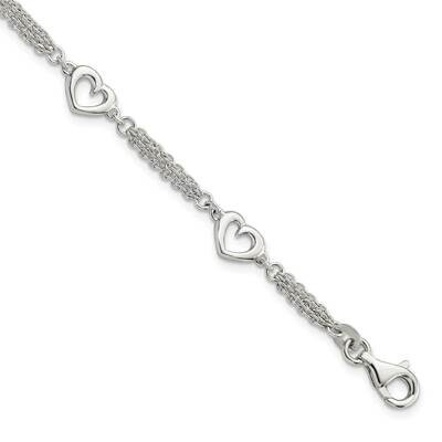 Hearts 7.5 Inch with 1.0 In Extender Bracelet Sterling Silver Polished QG5787-7.5, MPN: QG5787-7.5,…