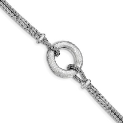 Bracelet 7.5 Inch Sterling Silver Rhodium-plated Textured &amp; Polished QG3740-7.5, MPN: QG3740-7.5,