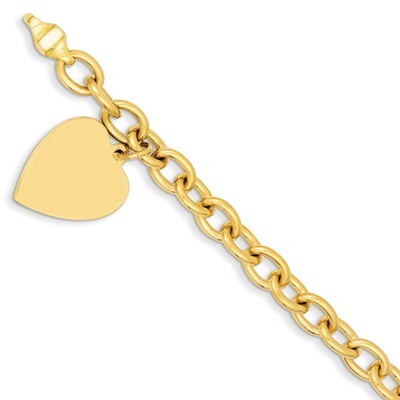 Link with Heart Charm Bracelet 7.5 Inch 14k Gold LK313-7.5, MPN: LK313-7.5, 883957431178