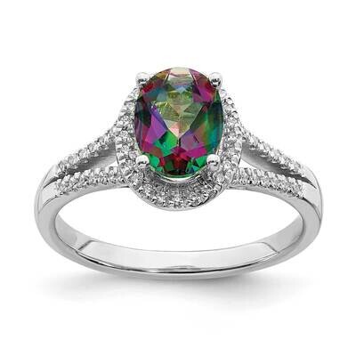 Mystic Fire Diamond Halo Engagement Ring 14k White Gold RM6358E-FT-018-WAA, MPN: RM6358E-FT-018-WAA,