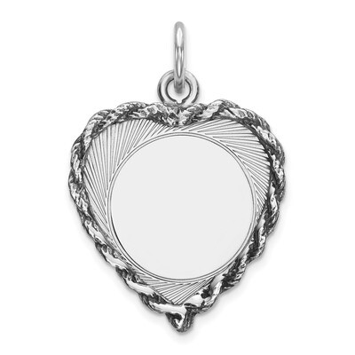 Engravable Heart Polished Front Back Disc Charm Sterling Silver QM395/18P, MPN: QM395/18P, 88395760…