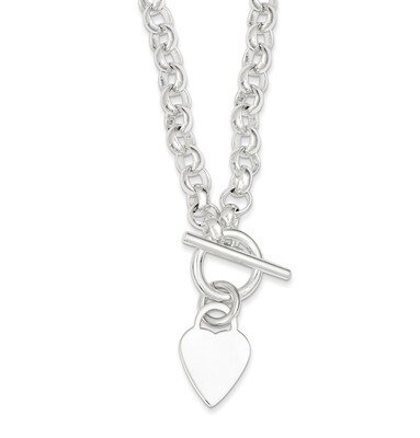 8.75 Inch Heart Disc on Fancy Link Toggle Bracelet Engravable Sterling Silver QG1150-8.75, MPN: QG1…