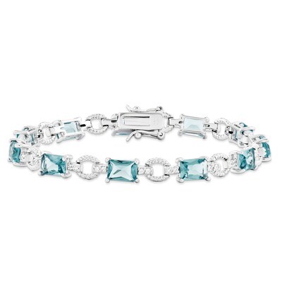 Blue &amp; Clear Diamond Bracelet Sterling Silver QX606CZ, MPN: QX606CZ, 191101369858