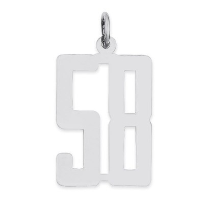 Charm Number 58 Elongated Pol Sterling Silver Small QES58, MPN: QES58, 191101190407