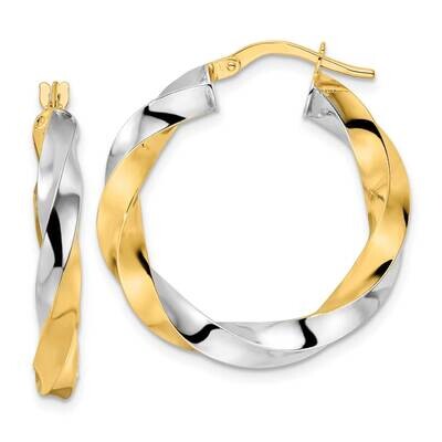 Rhodium Polished Twisted Hoop Earrings 14k Gold TF2107, MPN: TF2107, 883957989242