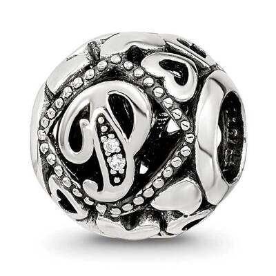 CZ Letter P Bead Sterling Silver QRS4109, MPN: QRS4109,