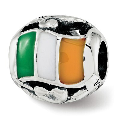 Enameled Ireland Theme Bead Sterling Silver QRS3748, MPN: QRS3748,