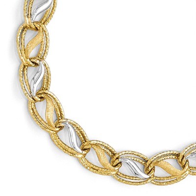 Leslie&#39;s Polished, Brushed &amp; Textured Bracelet 7.5 Inch - 14k Gold Two-tone HB-LF325-7.5, MPN: LF32…