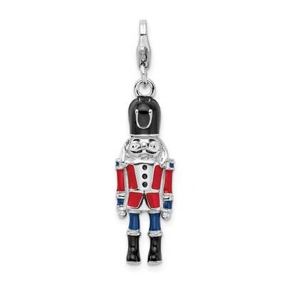 Sterling Silver 3-D Enameled Nut Cracker with Lobster Clasp Charm QCC1056/13MM