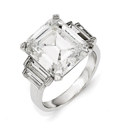 CZ Square Ring Sterling Silver QCM1341-7