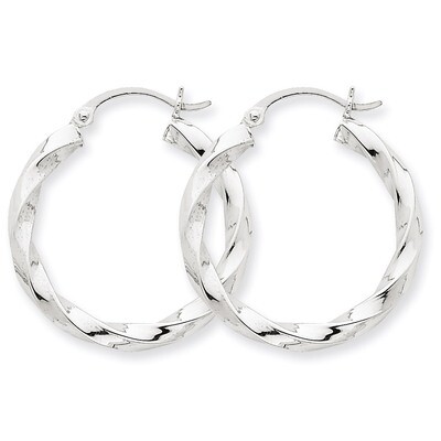 3mm Twisted Hoop Earrings 14k White Gold TC358, MPN: TC358, 883957289694