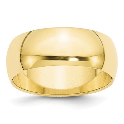 8mm Half Round Band 10k Yellow Gold 1HR080 Engravable, MPN: 1HR080, 886774450285
