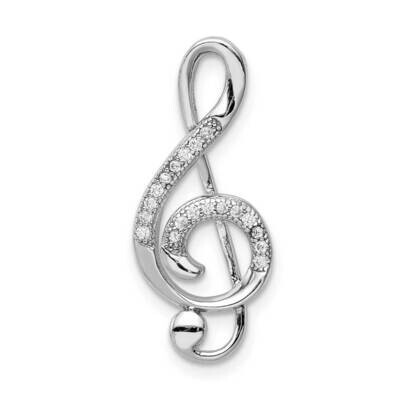 Polished CZ Diamond Treble Clef Slide Sterling Silver Rhodium-plated QP5363, MPN: QP5363, 883957939…