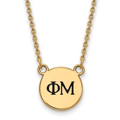 Phi Mu Extra Small Enameled Pendant with 18 Inch Chain Gold-plated Silver GP016PHM-18, MPN: GP016PH…