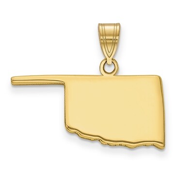 Oklahoma State Pendant Charm 14k Yellow Gold Engravable XNA707Y-OK, MPN: XNA707Y-OK, 886774754185