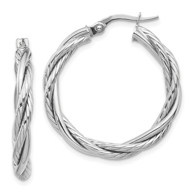 Leslie&#39;s Polished Twisted Hoop Earrings 10k White Gold HB-10LE492W, MPN: 10LE492W, 191101735691