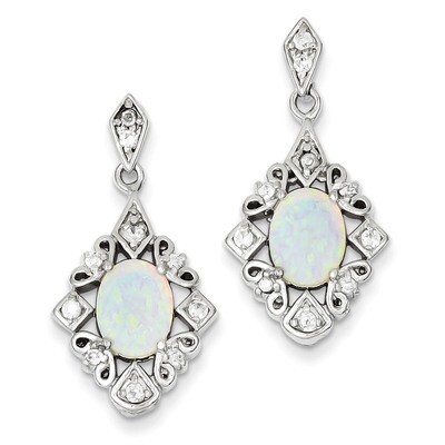 Opal &amp; Diamond Earrings Sterling Silver QE4965, MPN: QE4965, 191101188763
