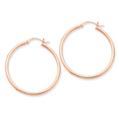 2mm Polished Hoop Earrings 14k Rose Gold TE527, MPN: TE527, 883957290874