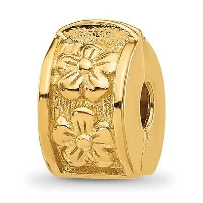 Gold-plated Floral Hinged Clip Bead Sterling Silver QRS107GP, MPN: QRS107GP,
